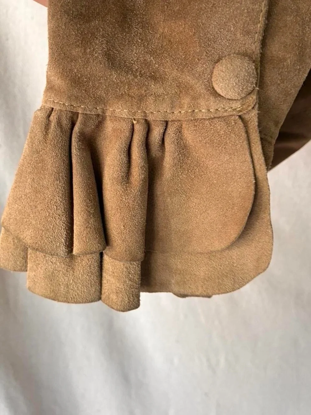 Barbara Bui Paris FW03 Runway Suede Ruffle Jacket Camel Leather size-  FR42 - Picture 5 of 8